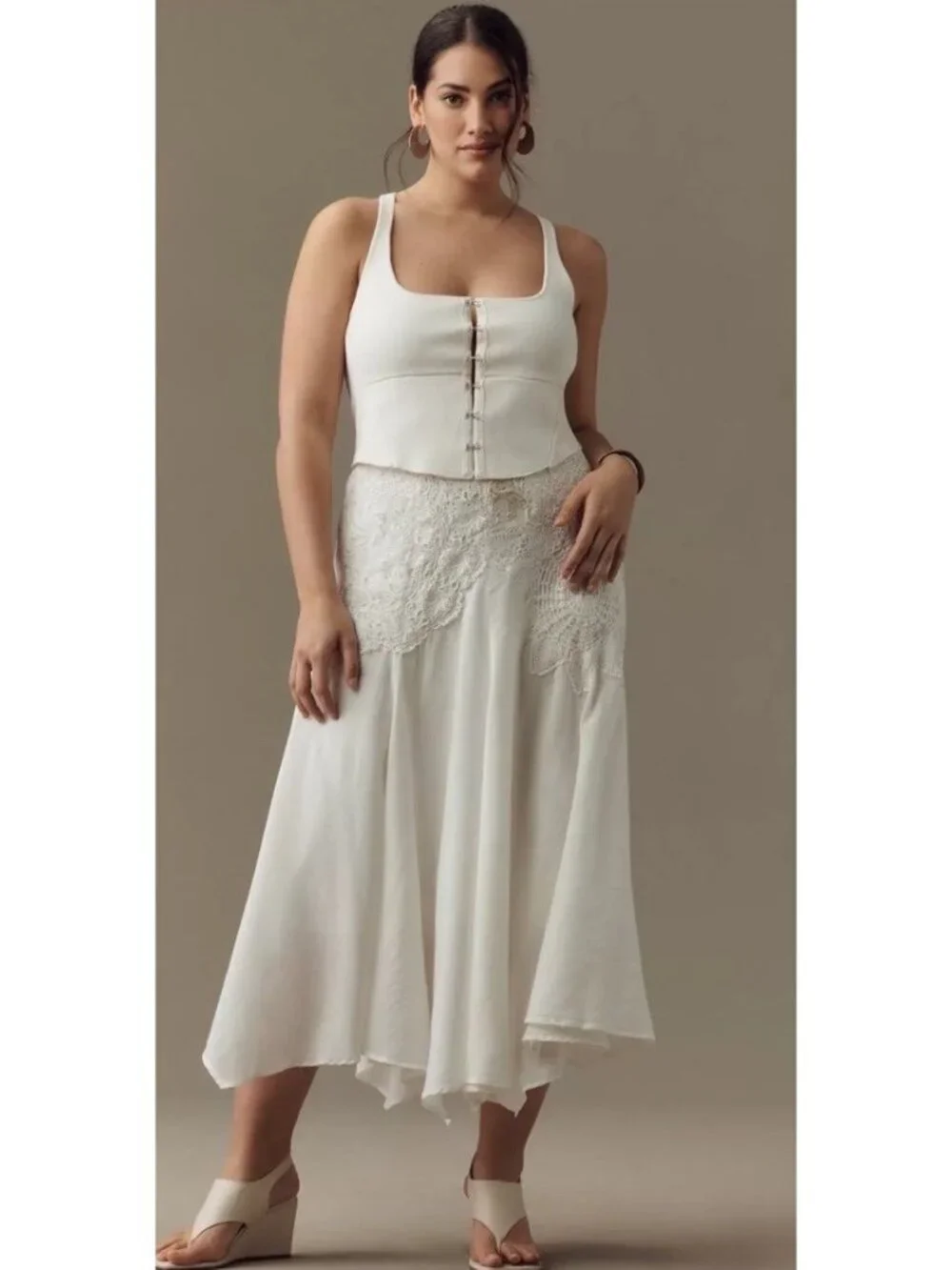 NWT 6P Anthropologie Crafted Crochet Skirt Lace Applique Lined - Picture 5 of 16